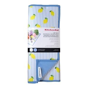 NEW KitchenAid Lemon Print Drying Mats 16" x 22" [Blue & Yellow] (Pack of 2)